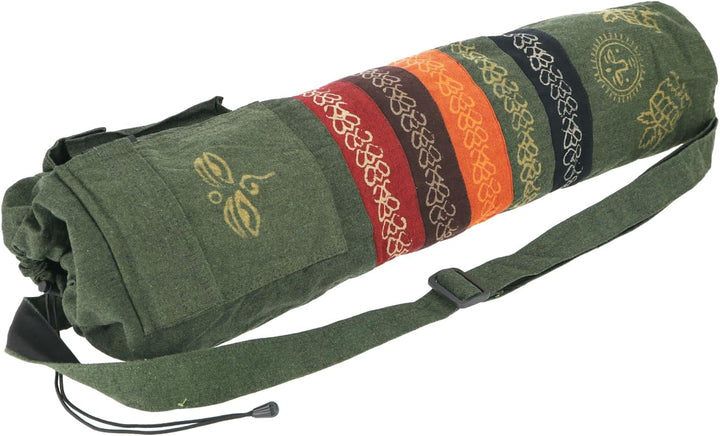 GURU SHOP Boho Yogamatten-Tasche, Batik Yogatasche aus Nepal, Unisex - Erwachsene, 70x23x13 cm Grün,