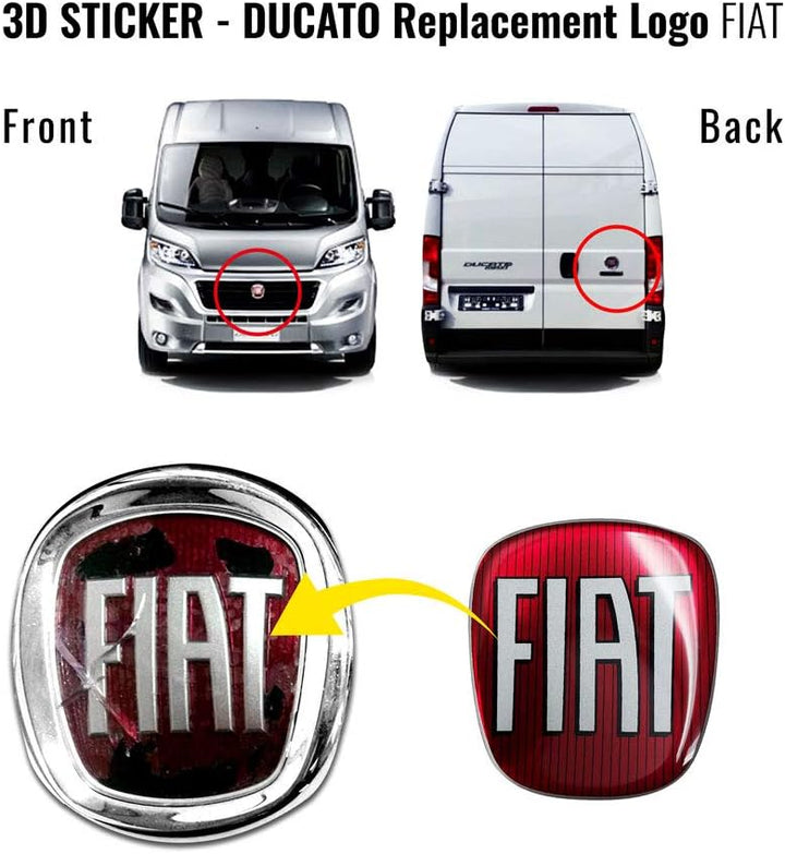 Fiat AMS 14237 Aufkleber Professional 3D Ersatzteil Logo für Ducato, rot Single, Single