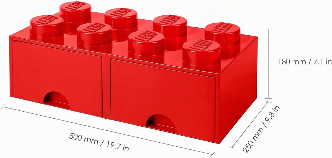 Lego Opslag Baksteen 8 met laden, Plastik, Rot, 50,2 x 25,2 x cm, 1 Einheiten, Rot