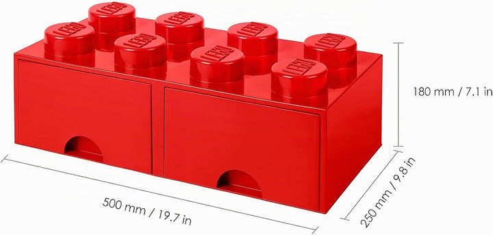 Lego Opslag Baksteen 8 met laden, Plastik, Rot, 50,2 x 25,2 x cm, 1 Einheiten, Rot