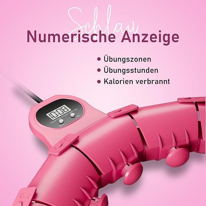 Smart Hula Hoop Reifen mit Gewichtsball für Erwachsene, mit Resistance Band und Massband, 24 verstel