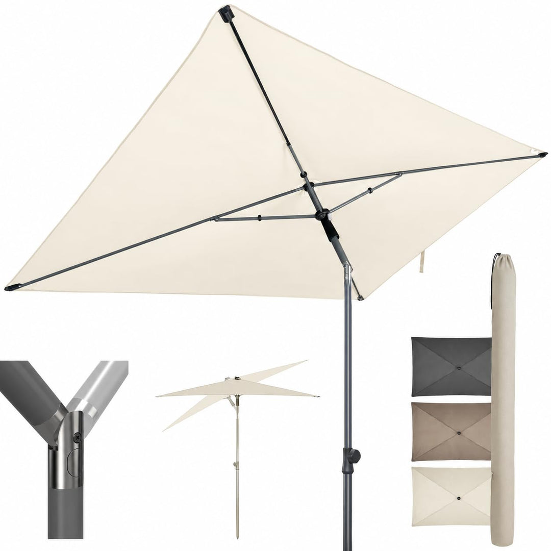 4smile SunnyShade Balkonschirm Rechteckig 210x140 cm, Sonnenschirm Balkon mit UV 50+, Sonnenschutz B