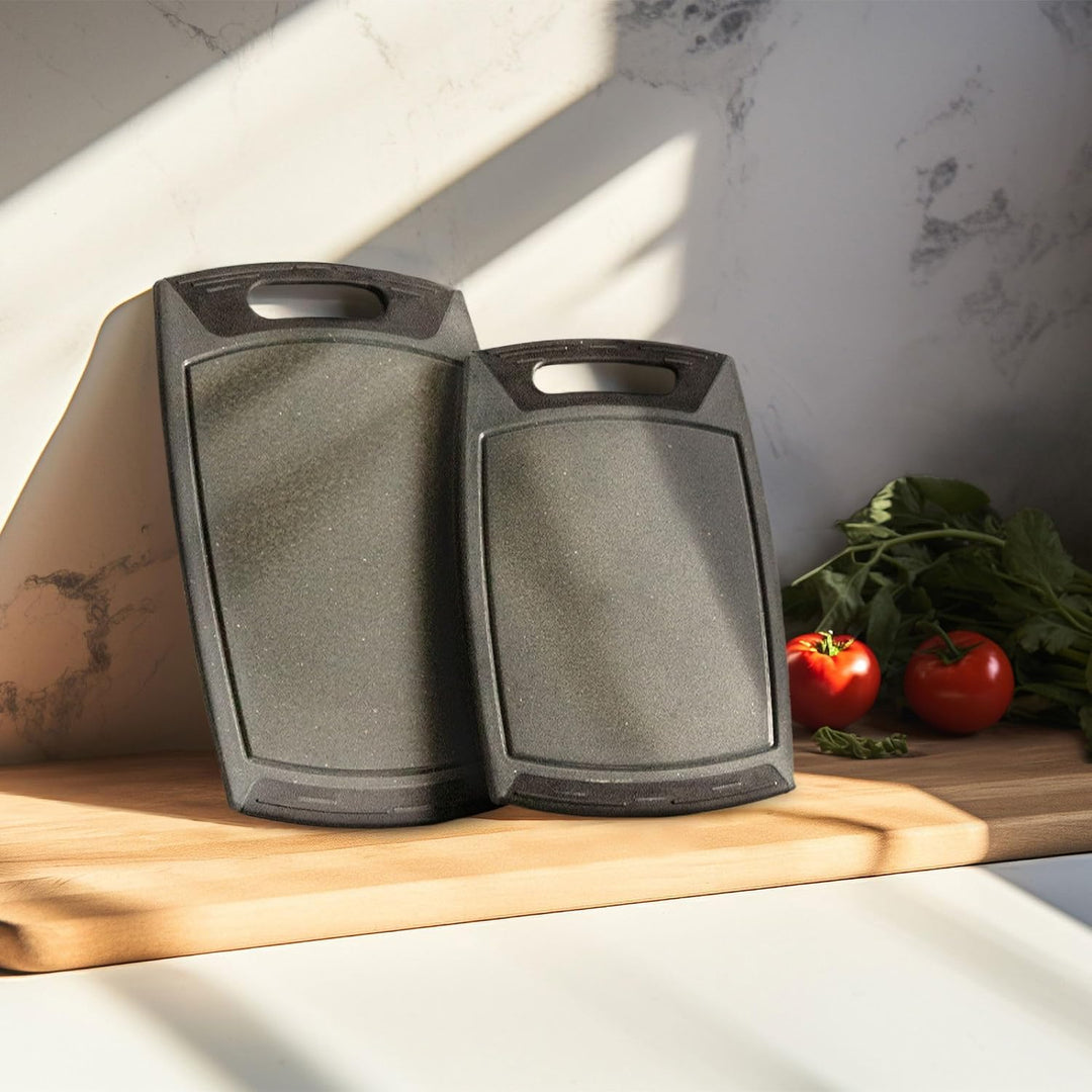 STONELINE Rechteckiges Schneidebrett Set 2-teilig, Schneidebrett Kunststoff Gross 42x25 cm Klein 36x