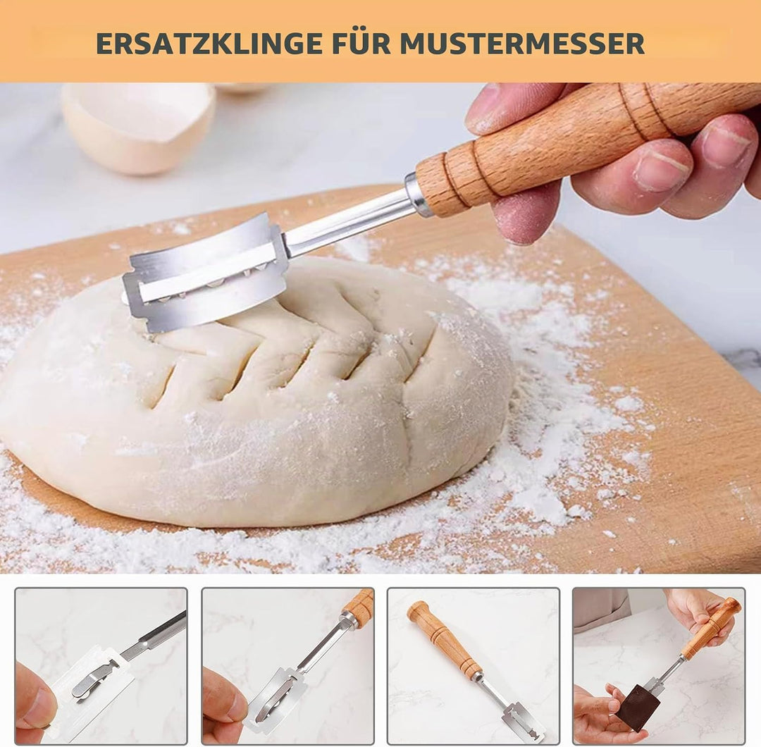 BORDEAG Baguette Backform, 2er Set Baguetteblech für 3 Baguettes mit Bäckermesser, Antihaftbeschicht