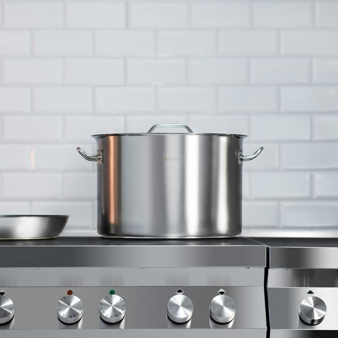 Royal Catering Kochtopf Induktion 23 L Ø 35 cm mit Deckel Edelstahl-Topf Induktionsherd-Topf Indukti