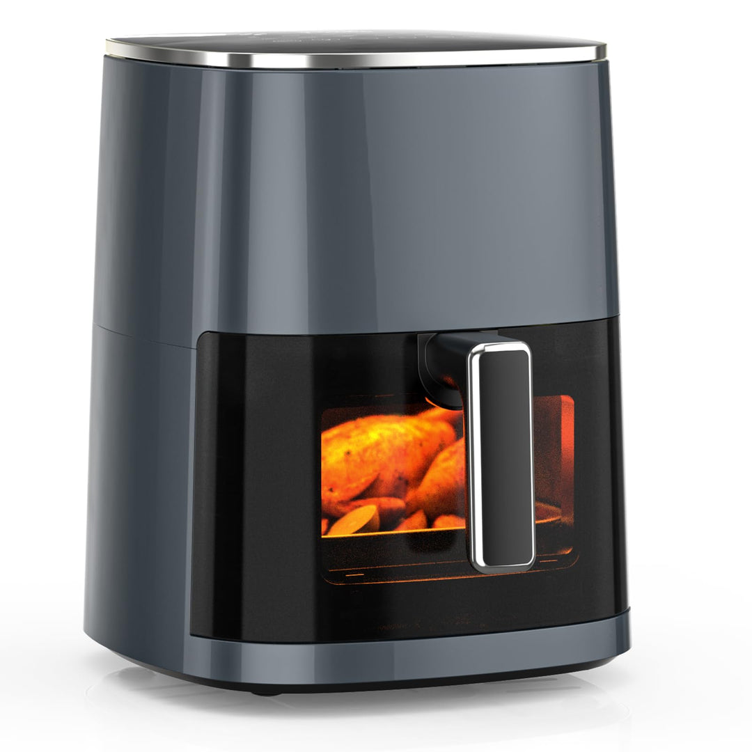DUMOS Air Fryer 6QT with Window Square Airfryer Oven 12-in-1 for Family 400°F Rapid Air Crispy Techn