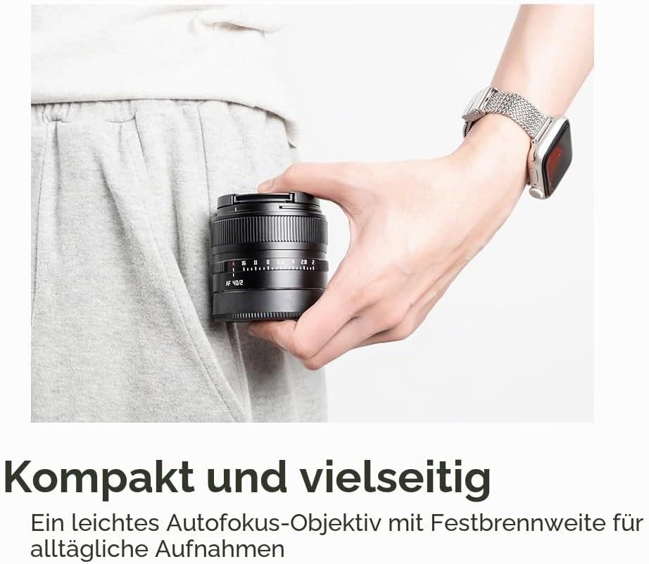 TTArtisan Autofokus 40 mm F2.0 Metallgehäuse, kompatibel mit L-Halterung (Vollformat), Schwarz