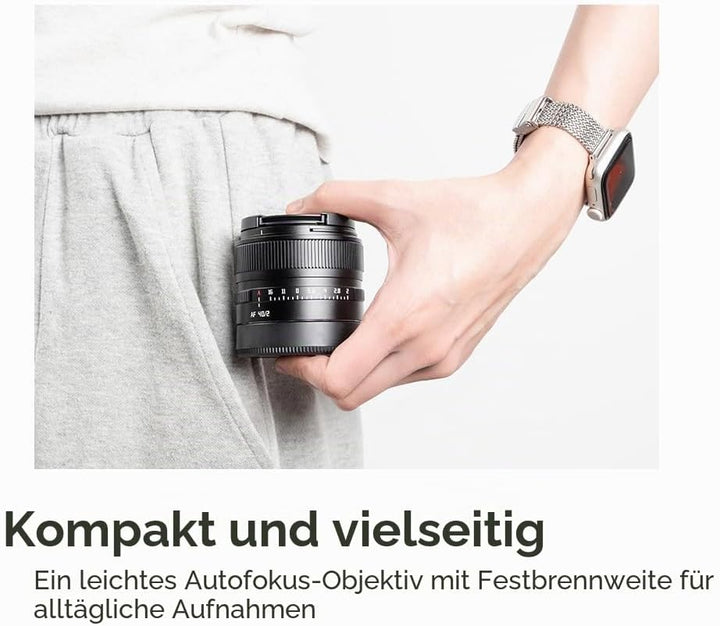 TTArtisan Autofokus 40 mm F2.0 Metallgehäuse, kompatibel mit L-Halterung (Vollformat), Schwarz