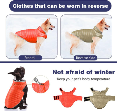 PETCUTE Reversible Hundemantel,Reflektierend Winterhundjacke Warme Welpen Weste wasserdichte Haustie