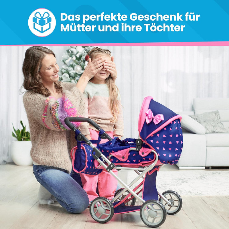 Kinderplay Puppenwagen ab 1 2 3 Jahre Kinderwagen Spielzeug - 3 in 1, Puppenwagen mit Herausnehmbare