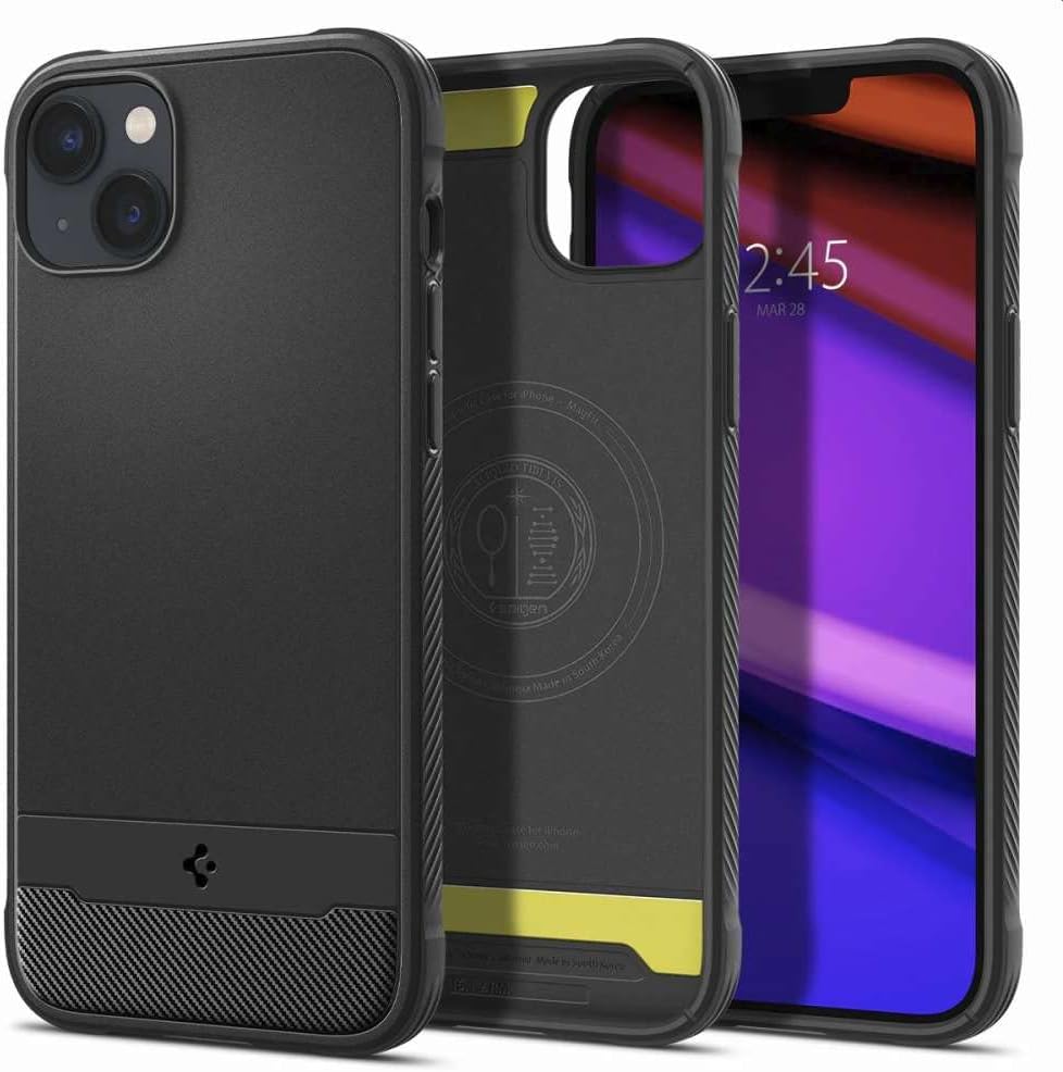 Spigen Rugged Armor MagFit Hülle Kompatibel mit iPhone 14 -Matte Black, Matte Black