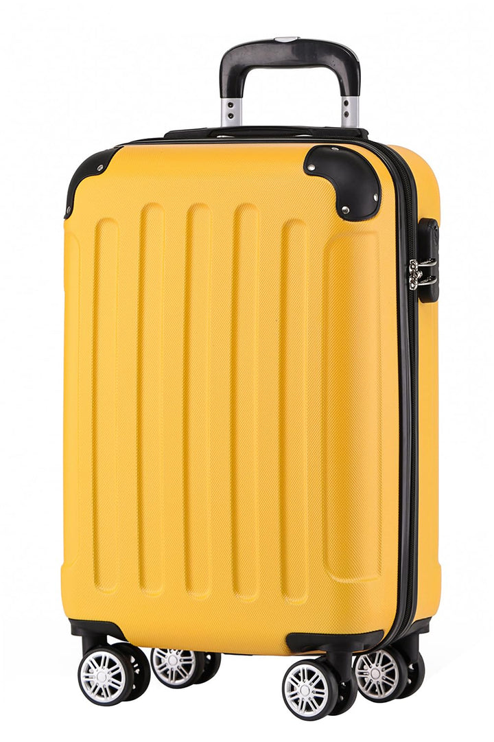 BEIBYE Hartschalen-Koffer Trolley Rollkoffer Reisekoffer Handgepäck 4 Rollen (M-L-XL-Set) (Yellow, M