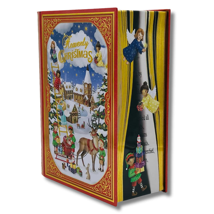 MediMuc Grosse Buchdose Heavenly Christmas - aufwändig geprägt und bedruckt - mit Engel- und Wichtel
