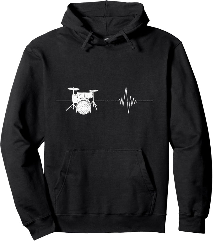 Rock Musik Drummer Schlagzeuger Herzschlag Schlagzeug Pullover Hoodie