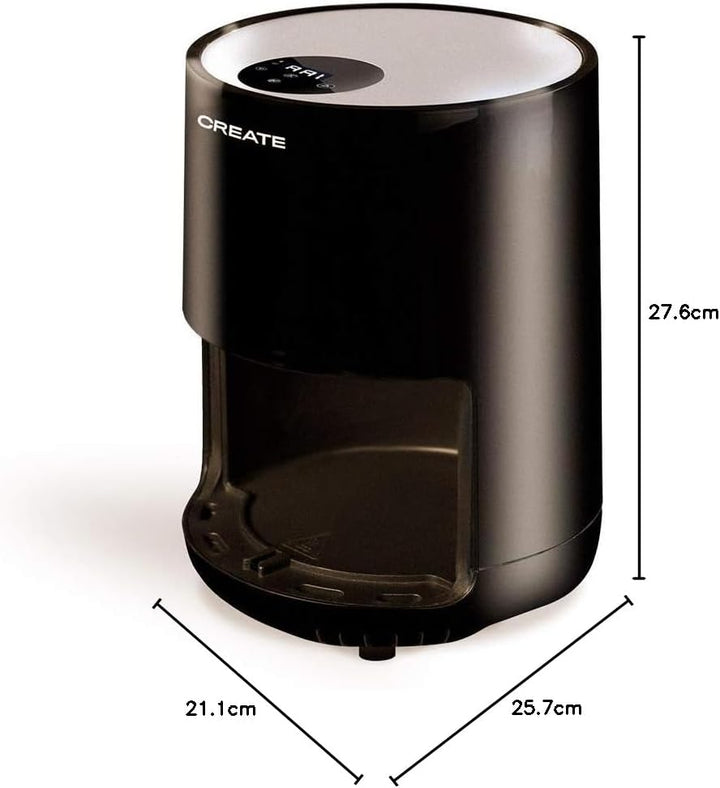 CREATE/FRYER AIR/Heissluftfritteuse 1.5L Schwarz/Antihaft-Korb, automatische Abschaltung, BPA-frei,