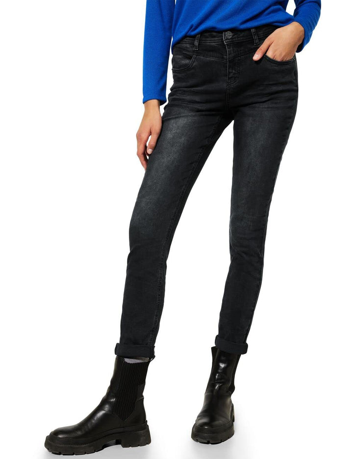Street One Damen A375797 Jeanshose High Waist 26W / 32L Black Washed, 26W / 32L Black Washed