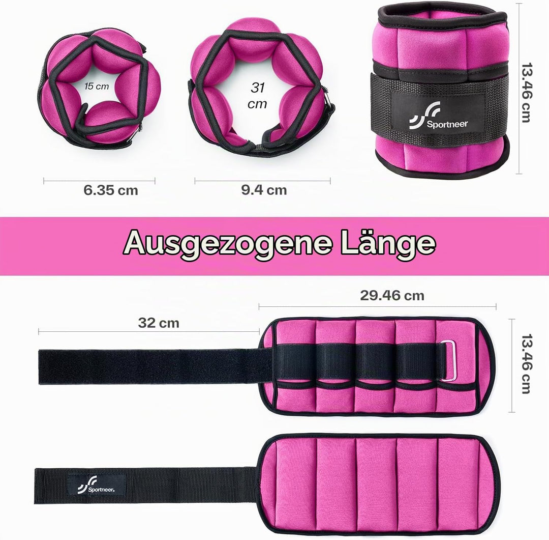 Sportneer Gewichtsmanschetten, Verstellbares Fussgelenkgewichte Set, Fuss-/Handgelenkgewicht Mansche