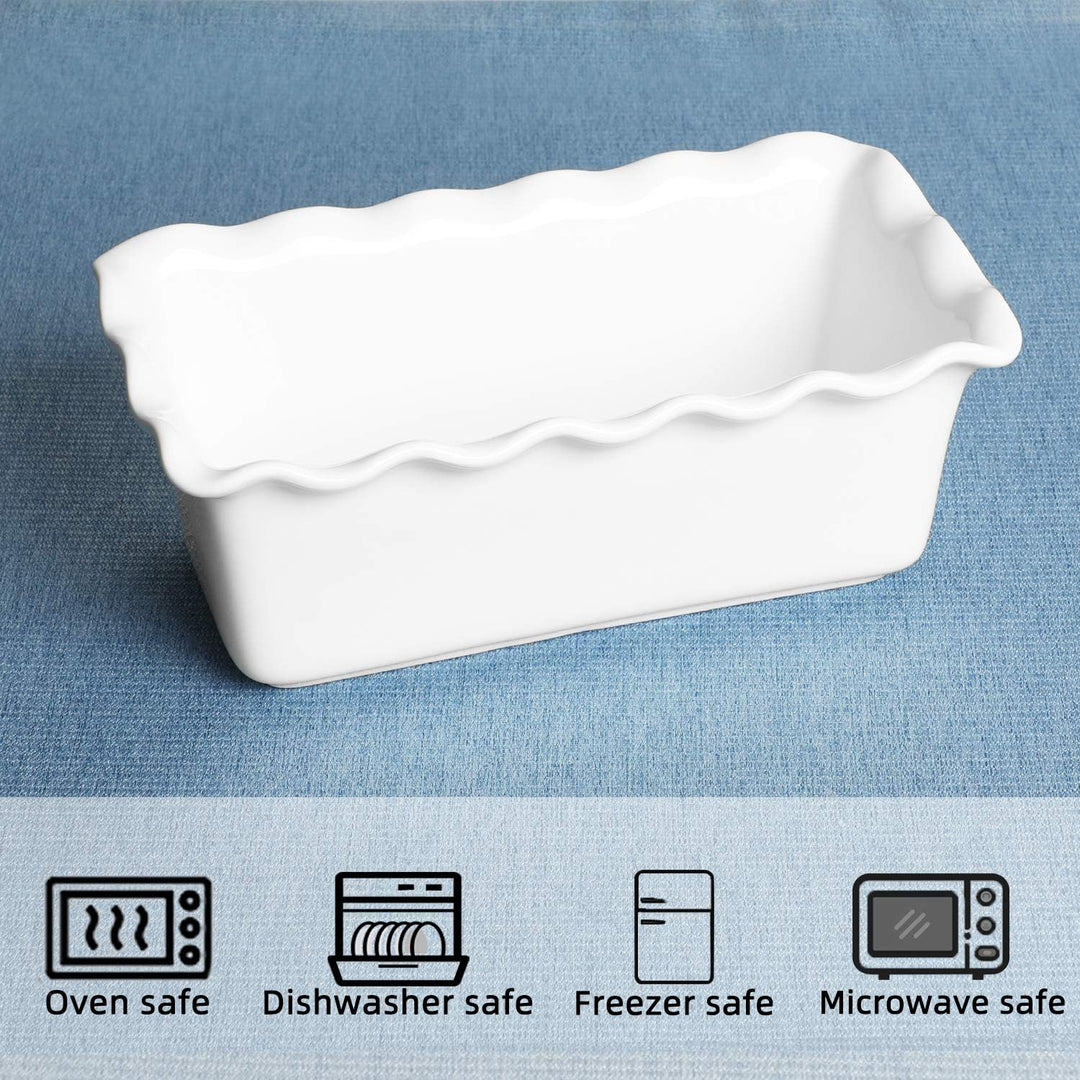 HAOTOP Porzellan-Backform, antihaftbeschichtet, 21,6 x 12,7 cm, Weiss Weiss/Opulenter Garten, Weiss/