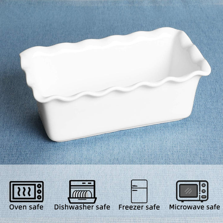 HAOTOP Porzellan-Backform, antihaftbeschichtet, 21,6 x 12,7 cm, Weiss Weiss/Opulenter Garten, Weiss/