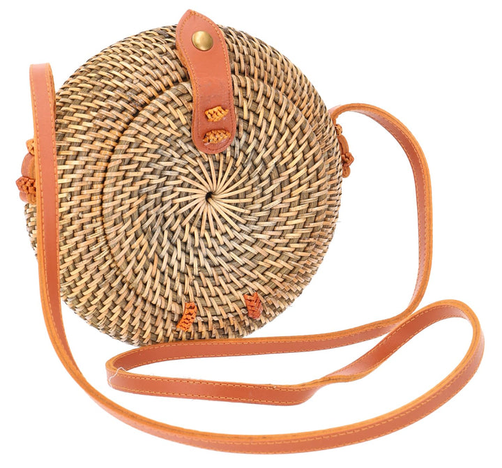 Geflochtene Handtasche, Korbtasche, Rattantasche, Bali rund, Modell 1 | 100 % Rattan, Unisex, tradit