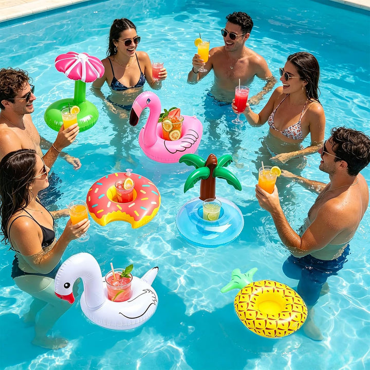 15 Stück Getränkehalter Pool Schwimmender, Aufblasbar Getränkehalter mit Luftpumpe, Bierhalter Pool