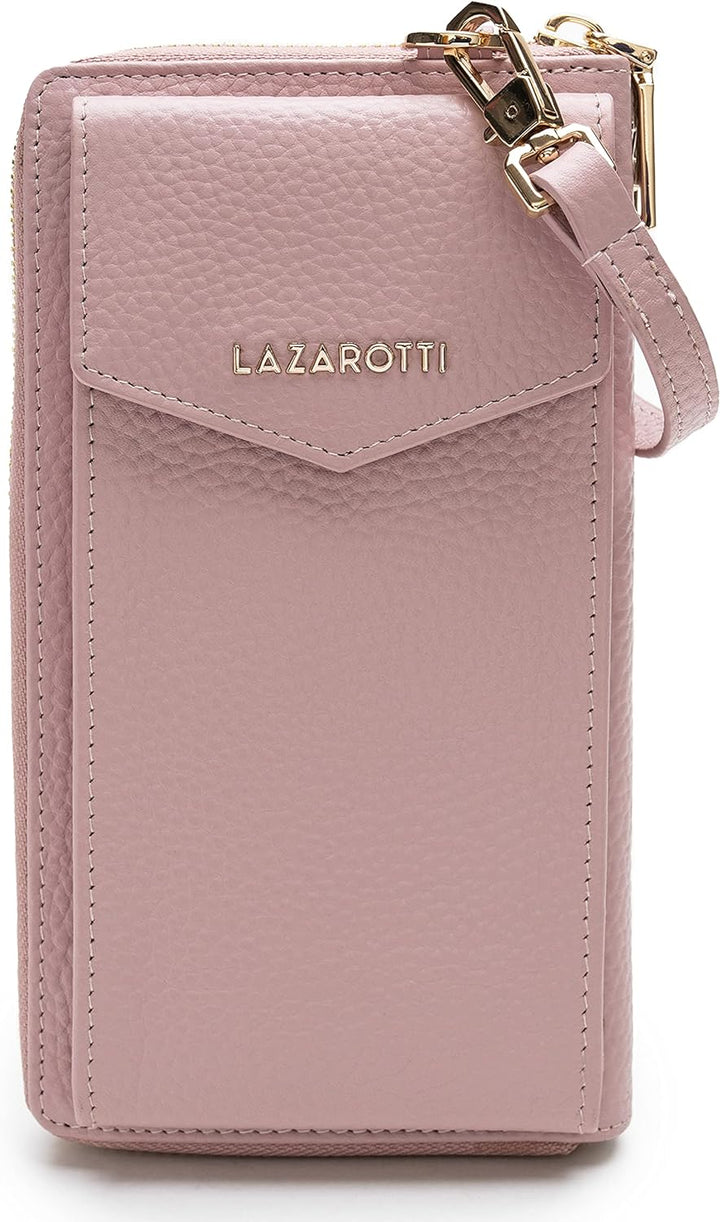 Lazarotti Bologna XL Leder Damen-Geldbörse & Handytasche (2-in-1) | 16 Kartenfächer | zum Umhängen m