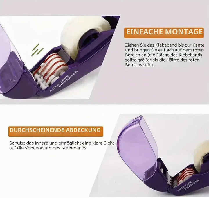 Automatischer Klebebandabroller - Handheld Automatic Tape Dispenser für Geschenke und Pakete Lila, L