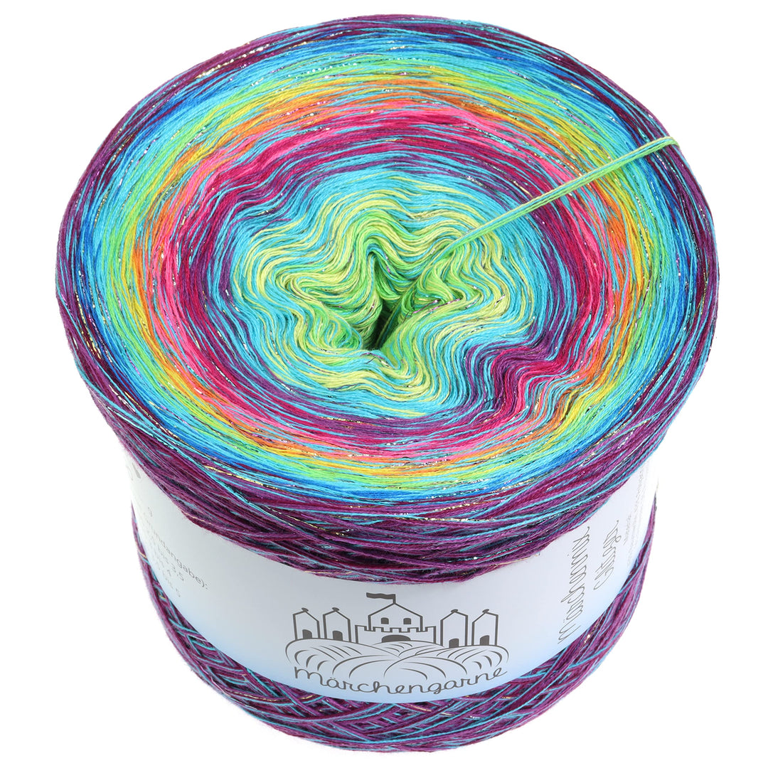 Farbverlaufsgarn Bobbel Wolle mit Glitzer Grösse wählbar Strickwolle Häkeln 4Fach (Multicolour Glitz