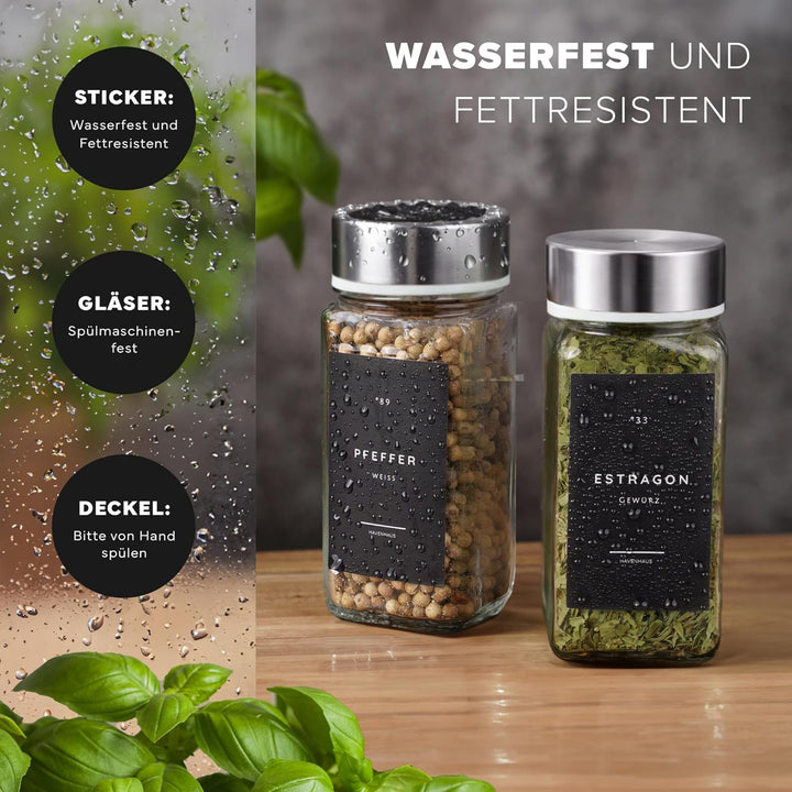 𝗛𝗔𝗩𝗘𝗡𝗛𝗔𝗨𝗦 Gewürz Organizer Set I 24x Gewürzgläser eckig [120ml] mit Streuaufsätzen &amp; Deckel luftdich