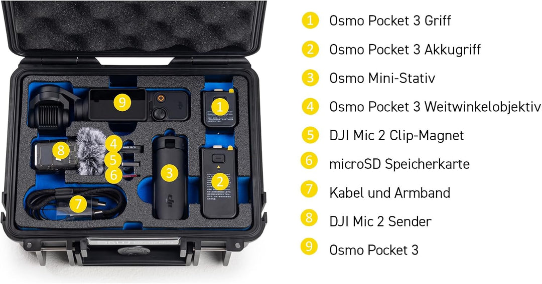 B&amp;W Transportkoffer Outdoor für DJI Osmo Pocket 3 Kreativ Combo - Type 500 Schwarz - wasserdicht nac