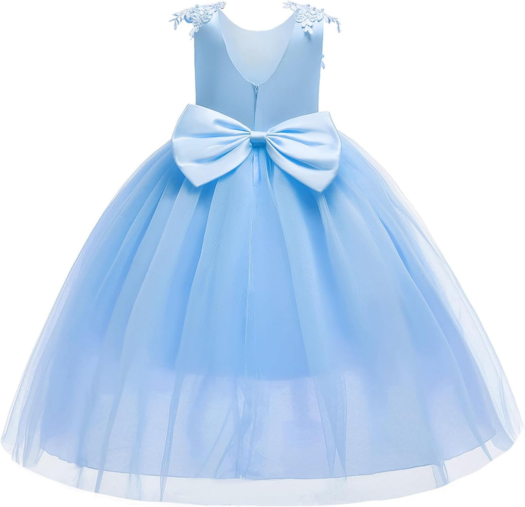 LOLANTA Festliches Kleid Mädchen, Prinzessin Kleider Mädchen Hochzeit, Rosa/Weiss/Blaues Tüllkleid f