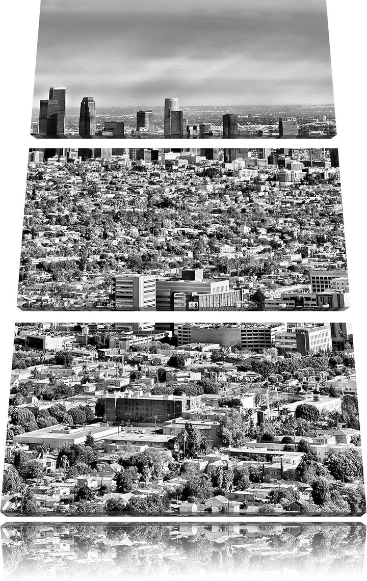 Pixxprint Los Angeles City Skyline als Leinwandbild/Grösse: 3 Teilig (120x80 cm) cm/Wandbild/Kunstdr