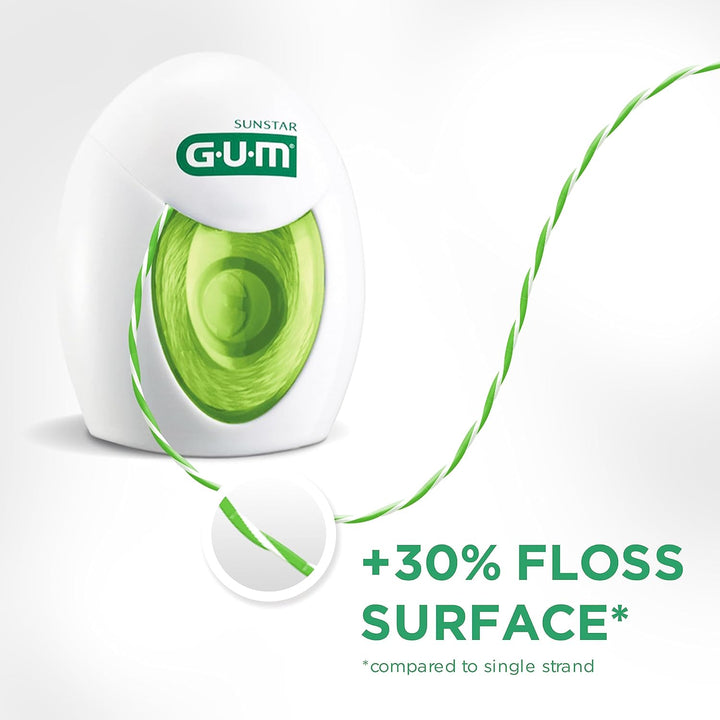 GUM Twisted Floss Zahnseide | entfernt Plaque zwischen den Zähnen und dem Zahnfleischrand | bis zu 3