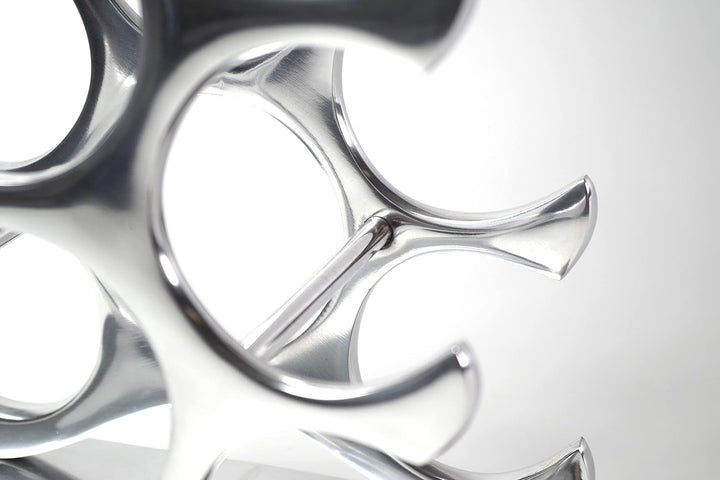 Kobolo Weinregal Flaschenhalter Circle - Metall poliert - Silber - für 15 Flaschen 29x17x57 cm