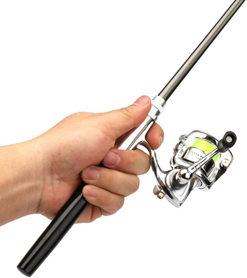 Lixada Angelrollen-Set, zusammenklappbar, 1 m / 1,4 m, Mini-Angelrute + Angelrolle, leicht, für Anfä
