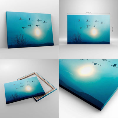 Bilder auf Leinwand Storch Vogel Natur Leinwandbild mit Rahmen 70x50cm Wandbilder Dekoration Wohnzim