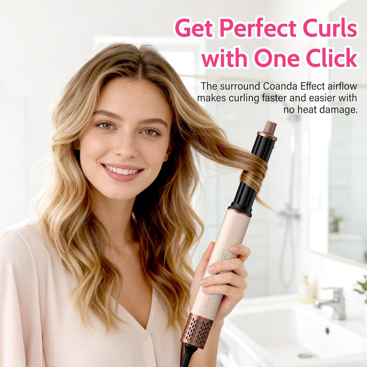 6 in 1 Hochgeschwindigkeit Hairstyler, 1400W Airstyler, Lonen Warmluftbürste, Rundbürstenföhn mit Lo