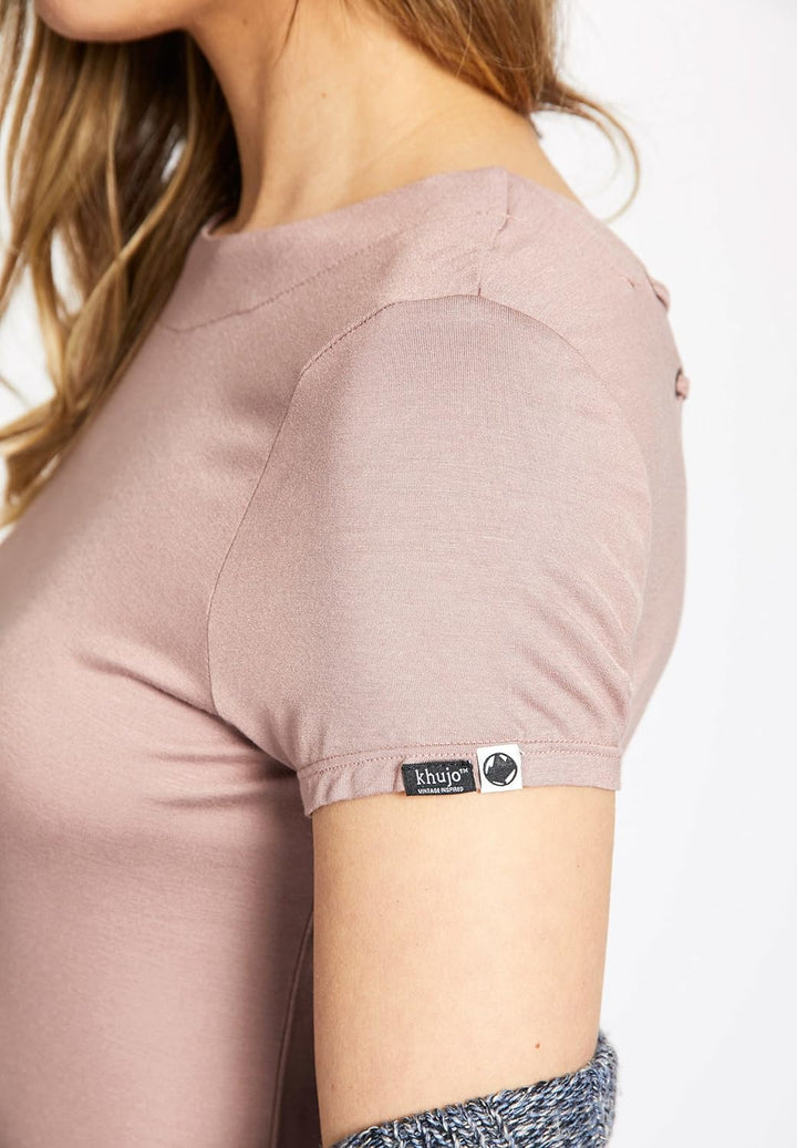 khujo Damen Shirt Momoko weiches Jersey T-Shirt mit Kreuzschnürung am Rückenausschnitt