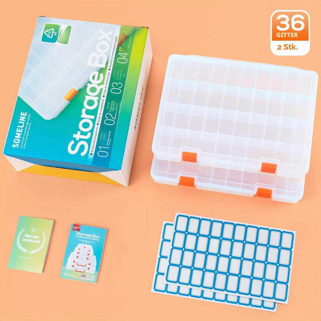 SOMELINE® Sortimentskasten mit 36 Fächern | Stabile Sortierbox für Schrauben, Kleinteile, Klein- und