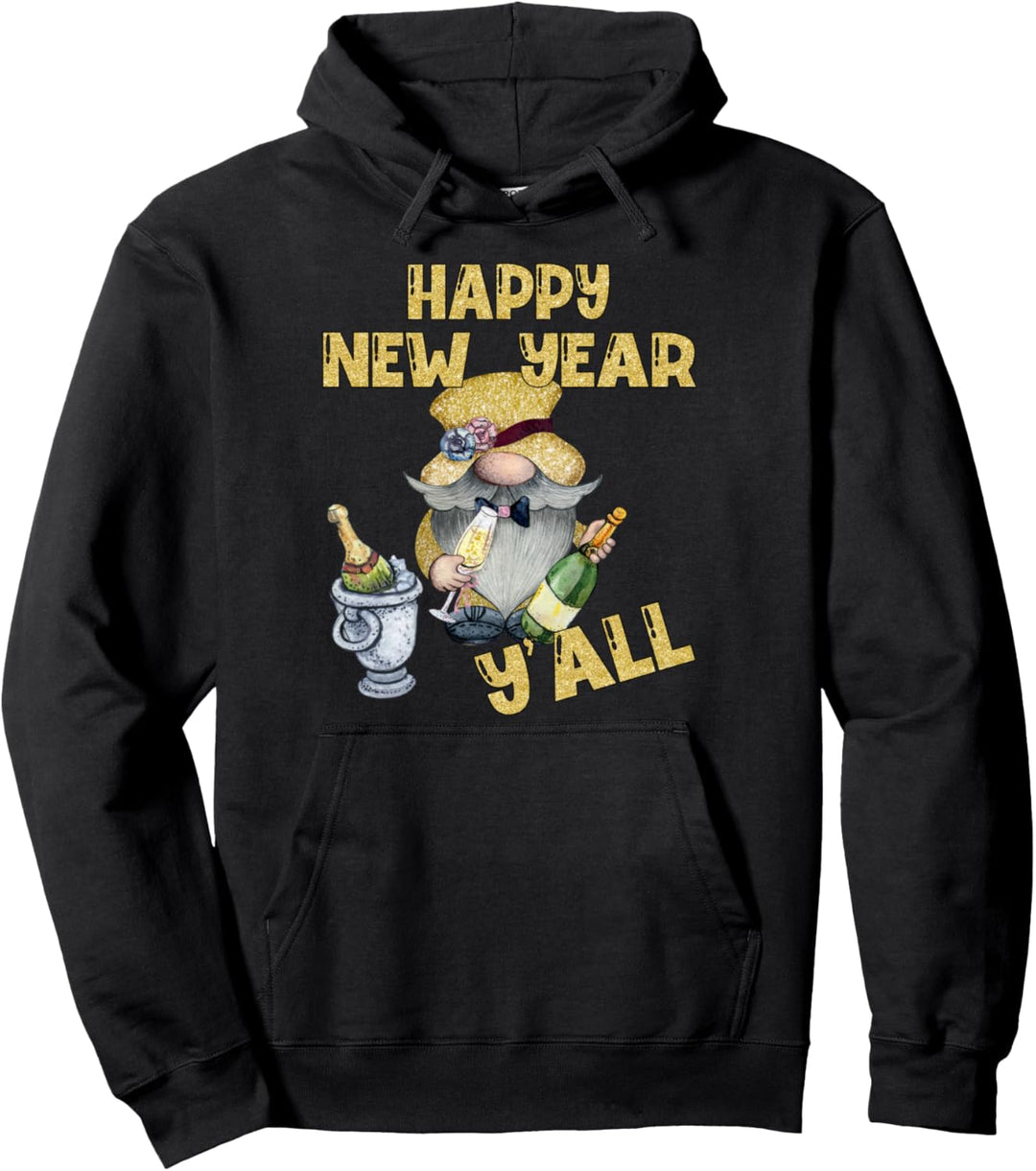 Happy New Year Y'all Southern Wichtel mit Champagner Pullover Hoodie