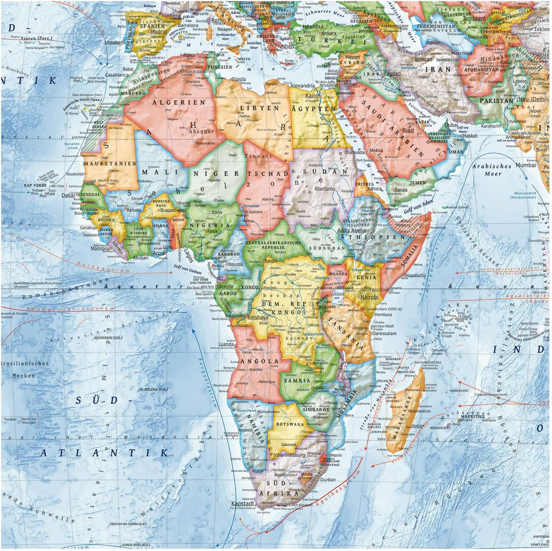 Politische Weltkarte, Grösse 120 x 80 cm, Stand der Weltkarte 2023, deutsch Papier 120 x 80 cm, Papi