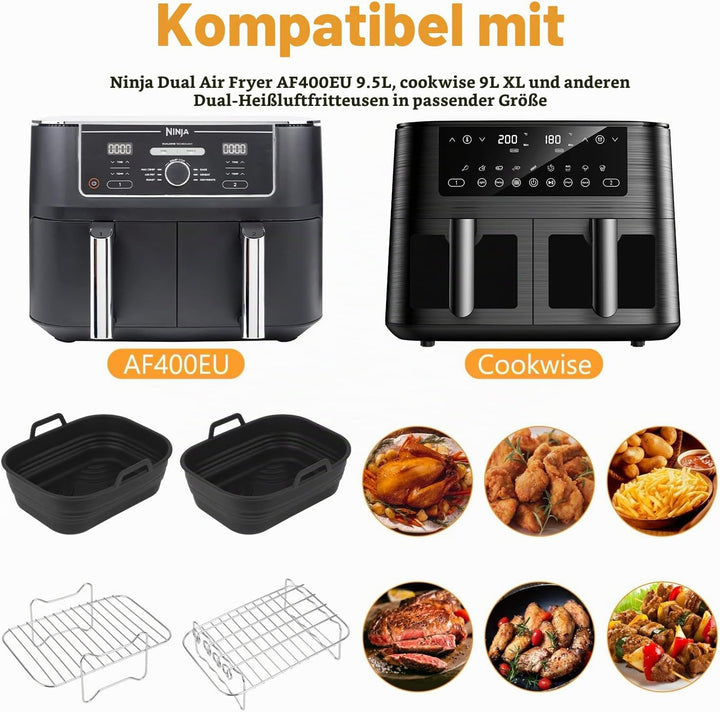 Heissluftfritteuse Zubehör für Ninja, Airfryer Zubehör für Ninja Foodi AF400EU AF451EU 9.5L Double S