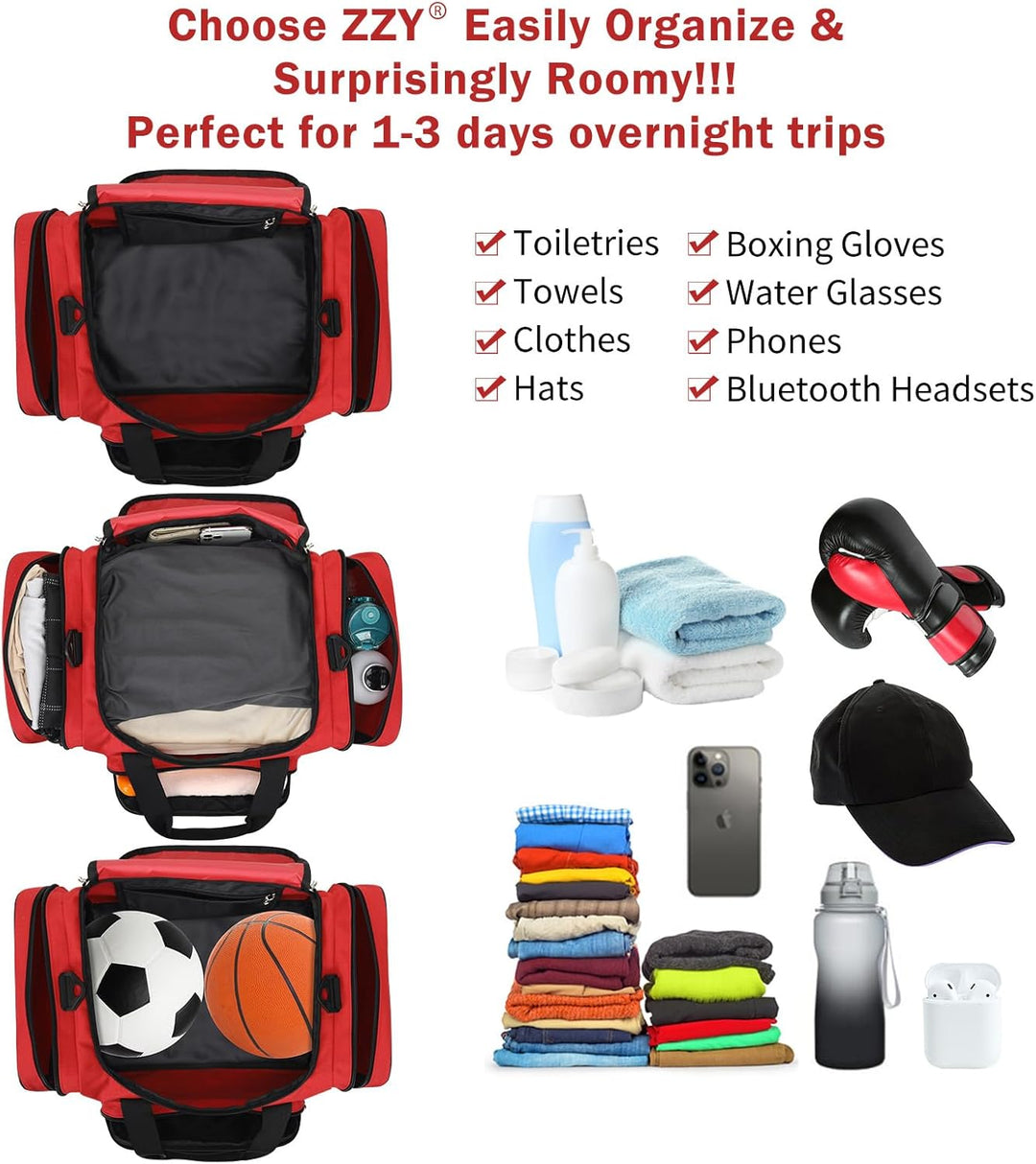 ZZY Sporttasche klein, 25L Gym Tasche, Fitness Tasche Trainingstasche für Weekender Reisetasche (Rot