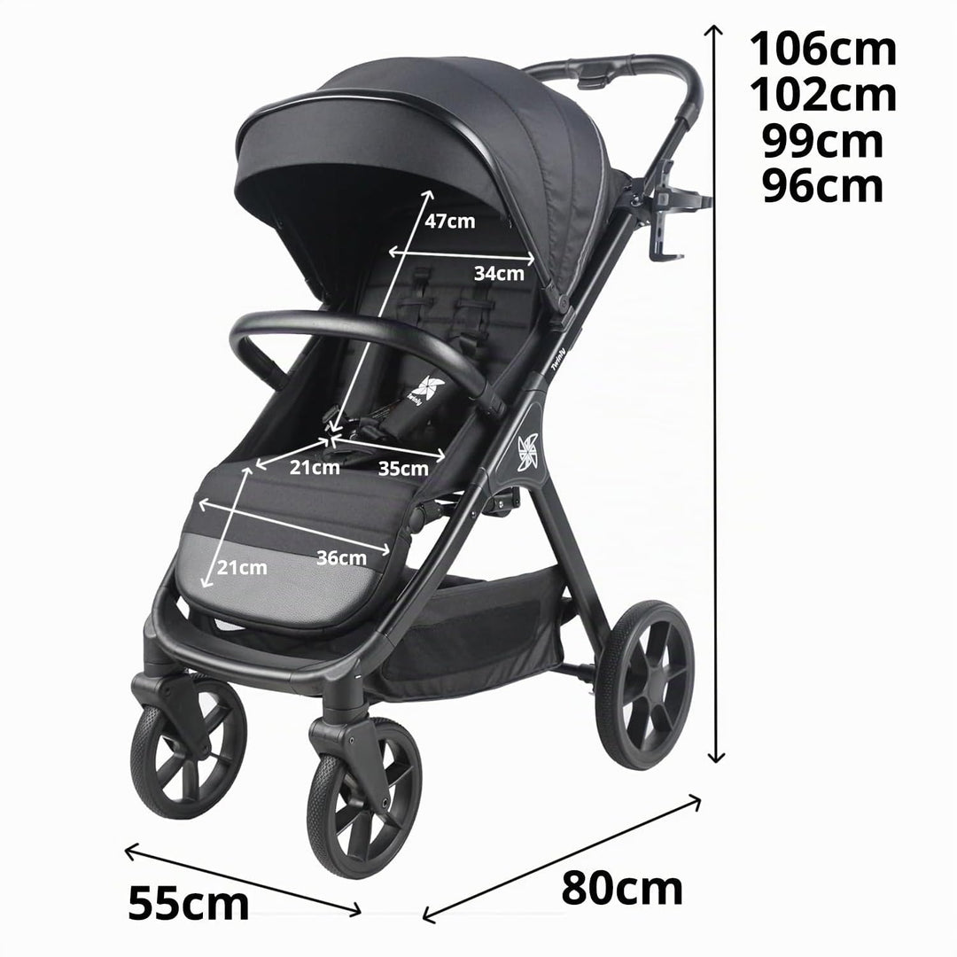 Spacely Buggy bis 25kg - Leichter Reisebuggy klein zusammenklappbar mit Liegefunktion | Kinderwagen