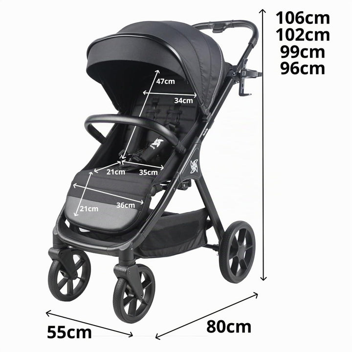 Spacely Buggy bis 25kg - Leichter Reisebuggy klein zusammenklappbar mit Liegefunktion | Kinderwagen