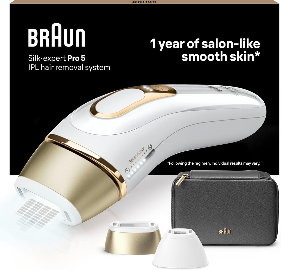 Braun IPL Silk·expert Pro 5, Haarentfernung für zuhause, mit Aufbewahrungstasche, 2 Aufsätze, PL5140