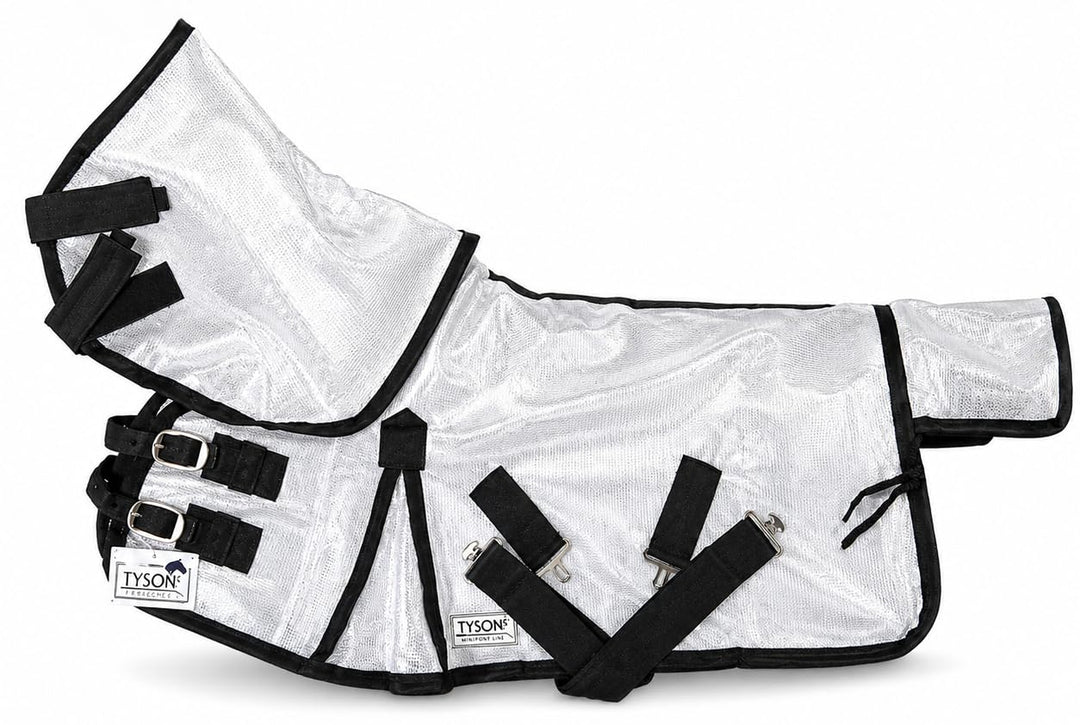 Fliegendecke + Halsteil, abnehmbar Netz fest 65 70 75 80 85 90 95 100 cm Minishetty Falabella Shetty
