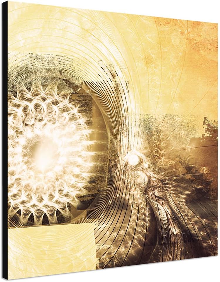 Paul Sinus Art Wandbild braun weiss gelb Abstrakt352_60x60cm Bild auf Leinwand Stern Kugel Virus Abs