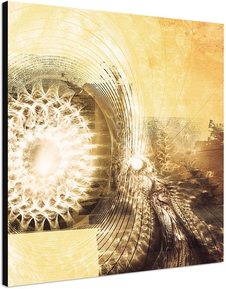 Paul Sinus Art Wandbild braun weiss gelb Abstrakt352_60x60cm Bild auf Leinwand Stern Kugel Virus Abs