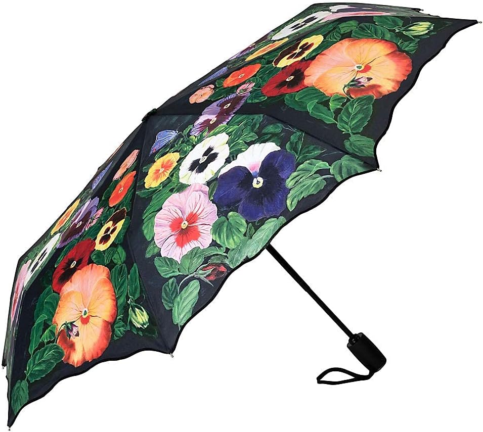 VON LILIENFELD Regenschirm Taschenschirm Stiefmütterchen Windfest Auf-Zu-Automatik Blumen Stabil Lei